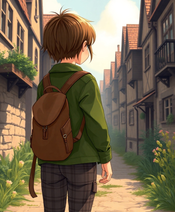 AI generated image of Back view of a young adventurous teenaged girl