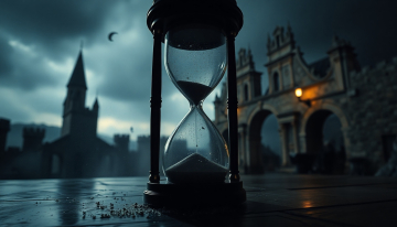 AI generated image of Cinematic slow-motion hourglass running out