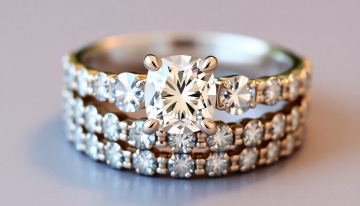 AI generated image of Wedding ring three layer the first layer it's round diamonds one point seven